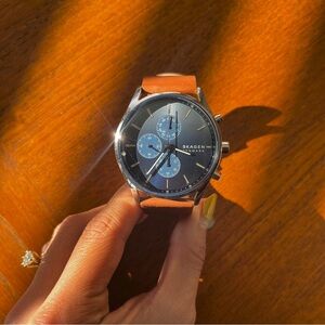 Skagen Denmark Holst Chronograph Luggage Leather Watch